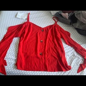 NEW Cold shoulder - tie sleeve blouse